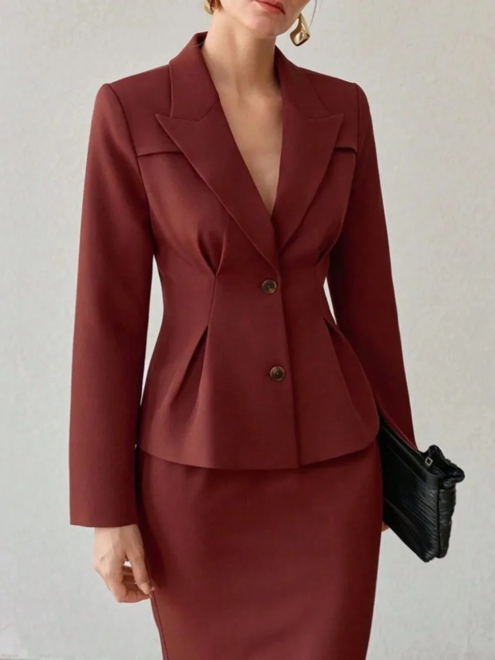 Burgundy Lapel Blazer - Slim Fit Tailored Jacket